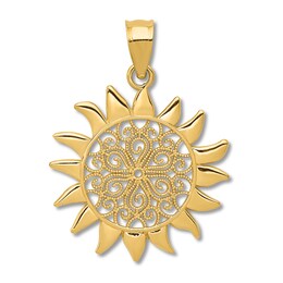 Filigree Sun Charm 14K Yellow Gold