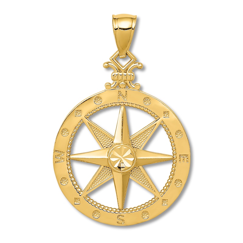 Main Image 1 of Compass Charm 14K Yellow Gold