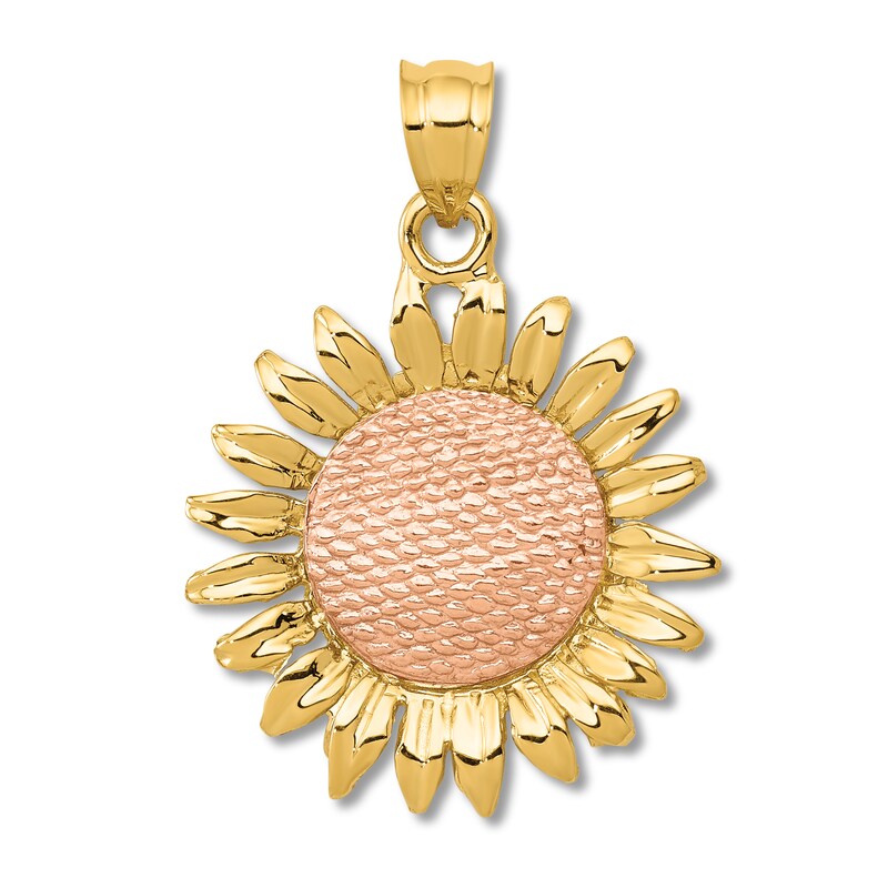 Main Image 1 of Sunflower Charm 14K Two-Tone Gold