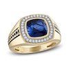 Thumbnail Image 1 of 1933 by Esquire Men's Lab-Created Sapphire Ring 1/4 ct tw Diamonds 10K Yellow Gold
