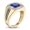 Thumbnail Image 2 of 1933 by Esquire Men's Lab-Created Sapphire Ring 1/4 ct tw Diamonds 10K Yellow Gold