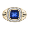 Thumbnail Image 3 of 1933 by Esquire Men's Lab-Created Sapphire Ring 1/4 ct tw Diamonds 10K Yellow Gold