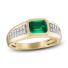 Thumbnail Image 1 of 1933 by Esquire Men's Lab-Created Emerald Ring 1/5 ct tw Diamonds 10K Yellow Gold