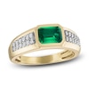 Thumbnail Image 0 of 1933 by Esquire Men's Lab-Created Emerald Ring 1/5 ct tw Diamonds 10K Yellow Gold