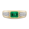 Thumbnail Image 2 of 1933 by Esquire Men's Lab-Created Emerald Ring 1/5 ct tw Diamonds 10K Yellow Gold