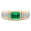 Thumbnail Image 2 of 1933 by Esquire Men's Lab-Created Emerald Ring 1/5 ct tw Diamonds 10K Yellow Gold