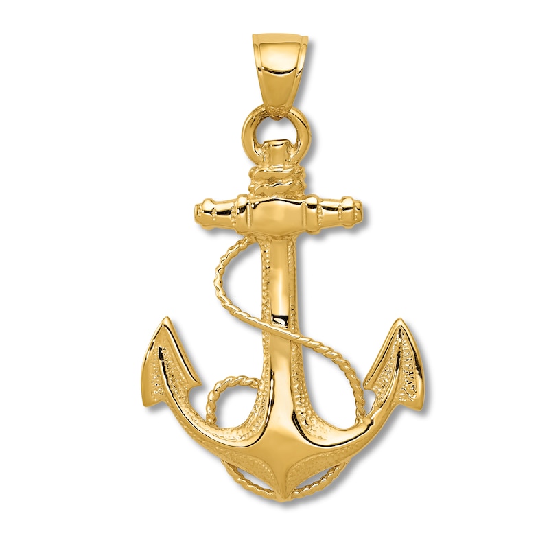 Main Image 1 of Anchor & Rope Charm 14K Yellow Gold