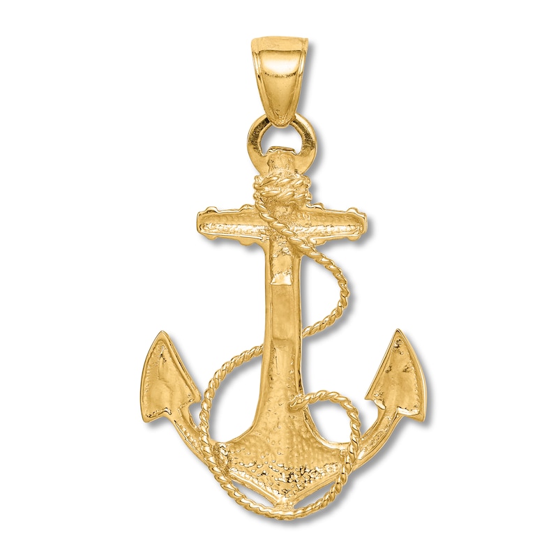 Anchor Pendant Necklace Rope Design 14k White Gold