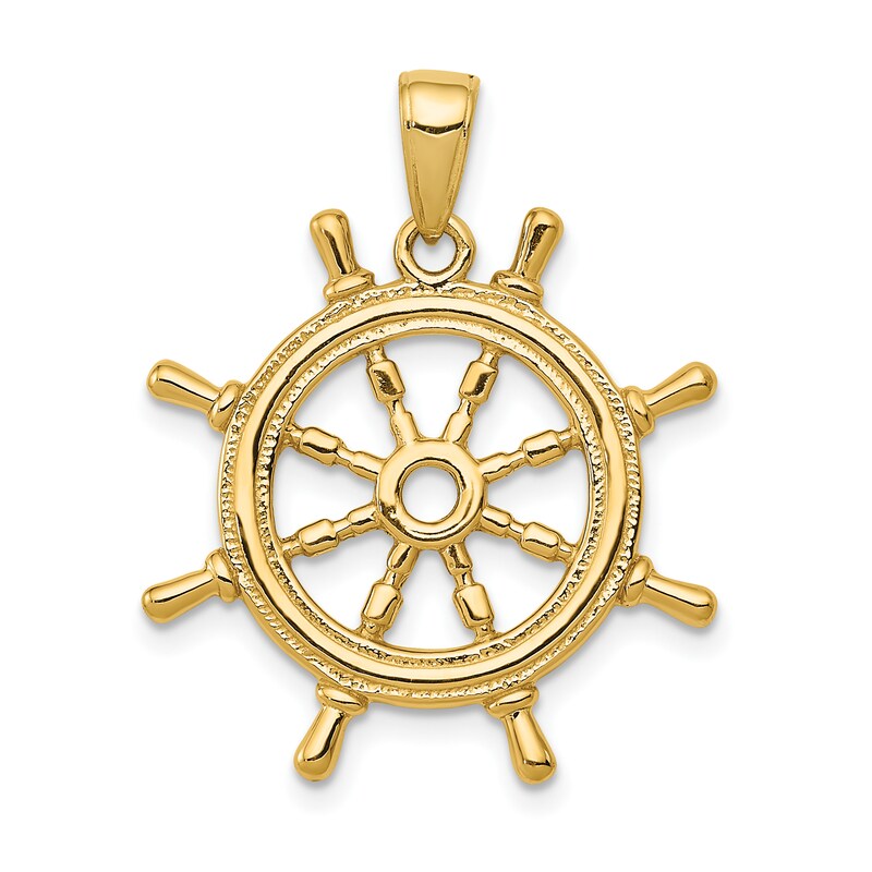 Main Image 1 of Ships Wheel Charm 14K Yellow Gold