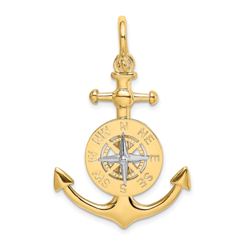 Anchor & Compass Charm 14K Two-Tone Gold