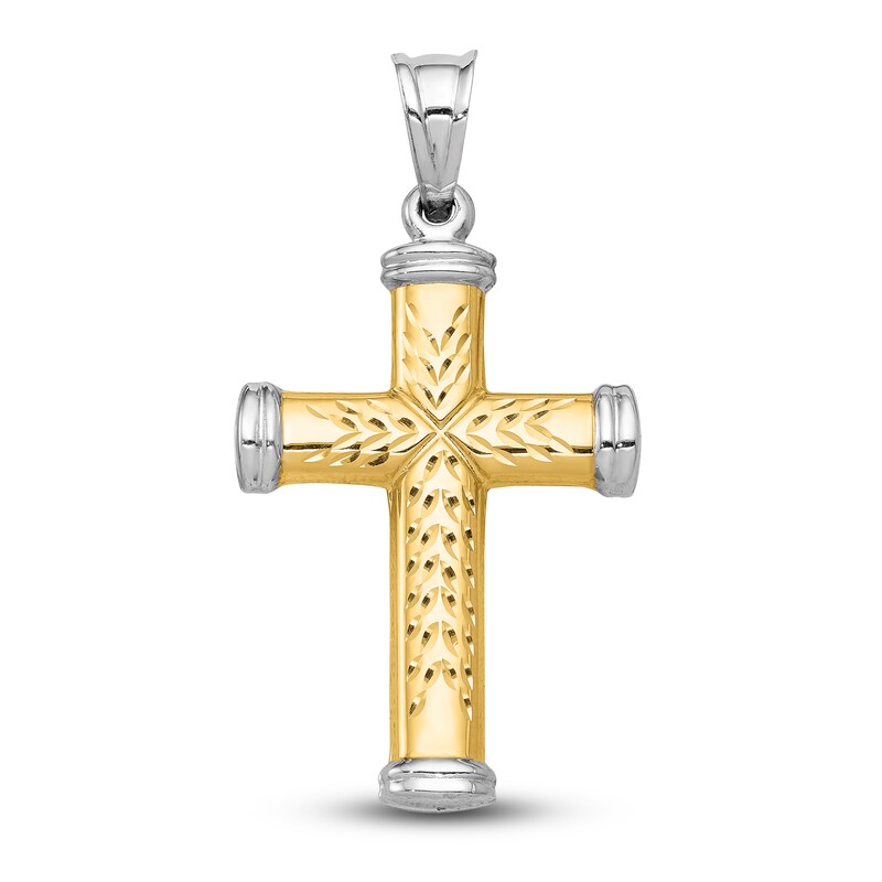 Reversible Cross Charm 14K Two-Tone Gold