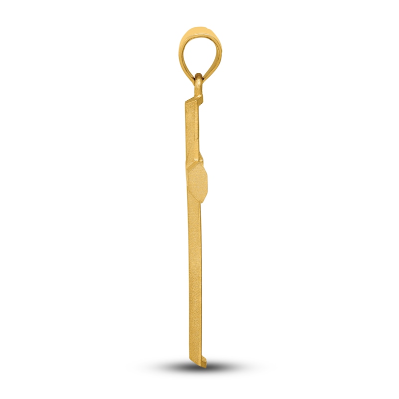 Main Image 3 of Satin Diamond-Cut Cross Charm 14K Yellow Gold