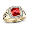 Thumbnail Image 0 of 1933 by Esquire Men's Natural Garnet Ring 1/4 ct tw Diamonds 10K Yellow Gold