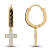 Thumbnail Image 1 of 1933 by Esquire Men's Diamond Cross Earrings 1/10 ct tw 14K Yellow Gold with Black and White Rhodium