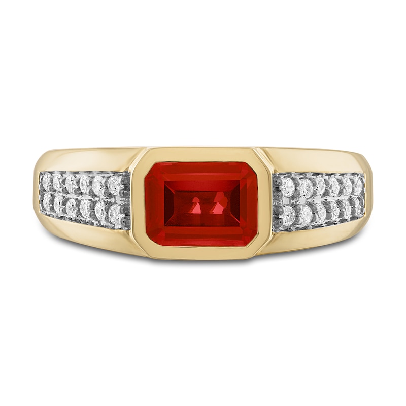 Ruby and Diamonds Men's Ring | 18k Yellow Gold