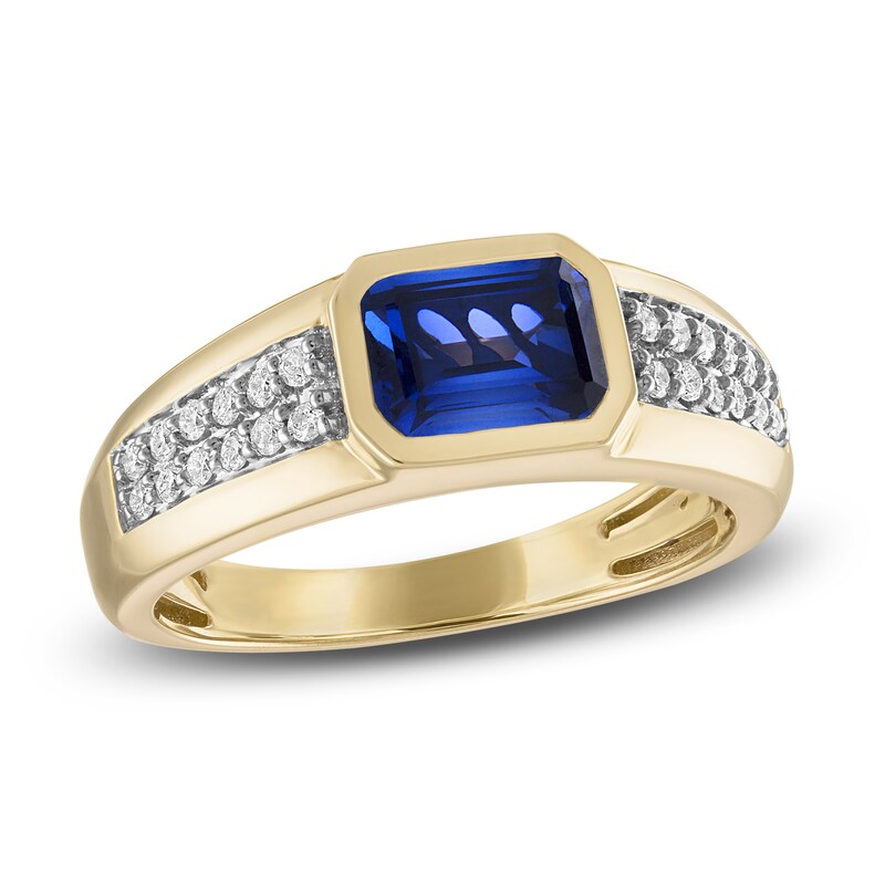 1933 by Esquire Men's Lab-Created Blue Sapphire Ring 1/5 ct tw Diamonds ...
