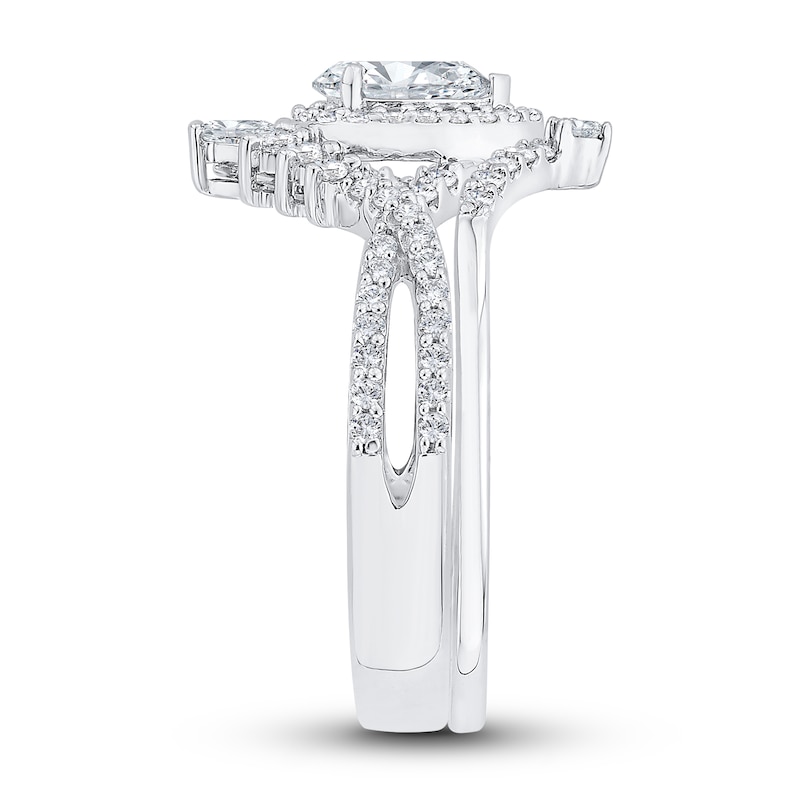 Main Image 2 of Diamond Bridal Set 7/8 ct tw Pear/Round 14K White Gold