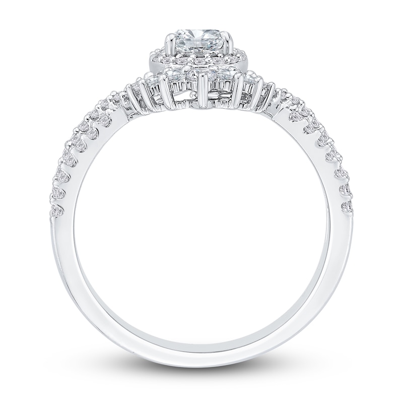 Main Image 3 of Diamond Bridal Set 7/8 ct tw Pear/Round 14K White Gold