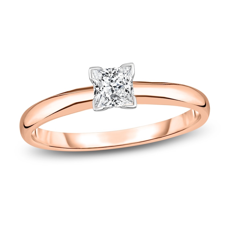 Main Image 1 of Diamond Solitaire Engagement Ring 1/5 ct tw Princess 14K Rose Gold (I2/I)
