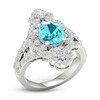 Thumbnail Image 2 of Natural Blue Topaz & White Lab-Created Sapphire Ring Sterling Silver
