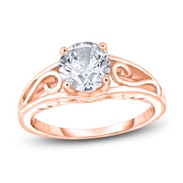 Diamond Solitaire Scroll Engagement Ring 1 ct tw Round 14K Rose Gold (I2/I)