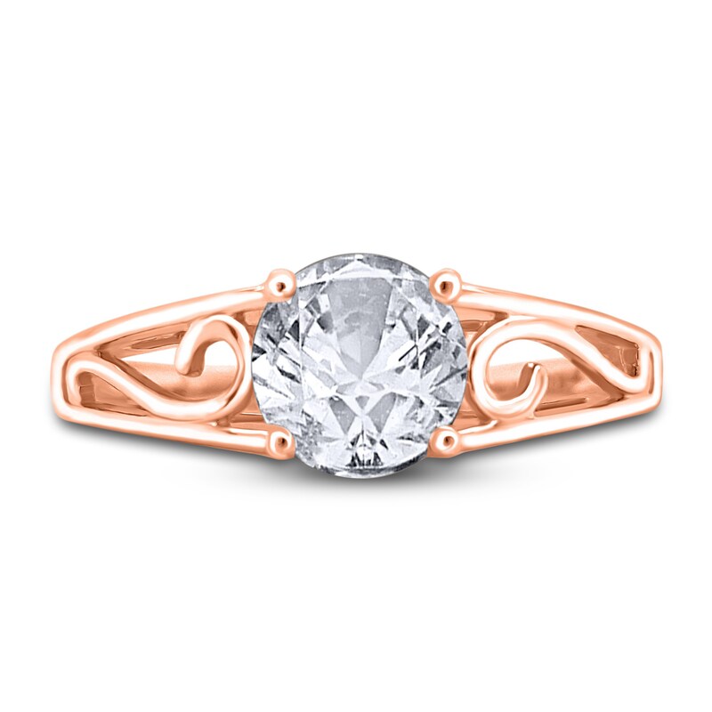 Main Image 3 of Diamond Solitaire Scroll Engagement Ring 1 ct tw Round 14K Rose Gold (I2/I)