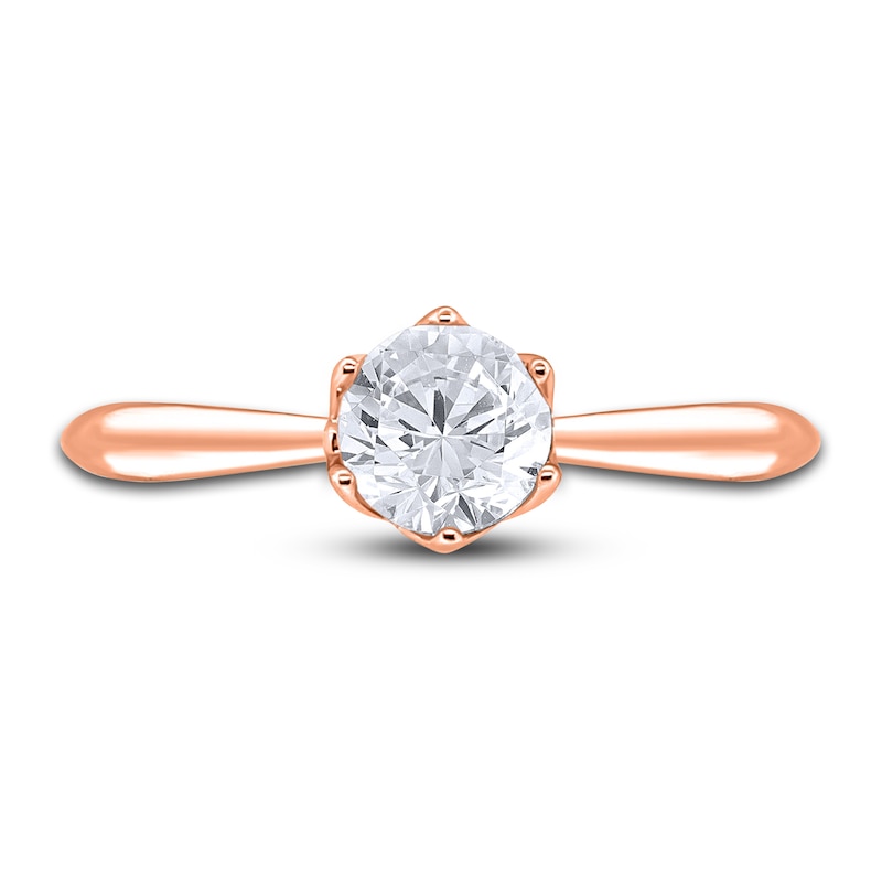 Main Image 3 of Diamond Cathedral Solitaire Engagement Ring 3/4 ct tw Round 14K Rose Gold (I2/I)
