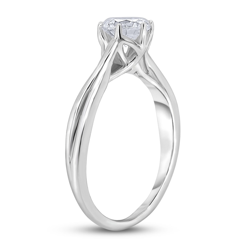 Main Image 2 of Diamond Solitaire Twist Engagement Ring 3/4 ct tw Round 14K White Gold (I2/I)