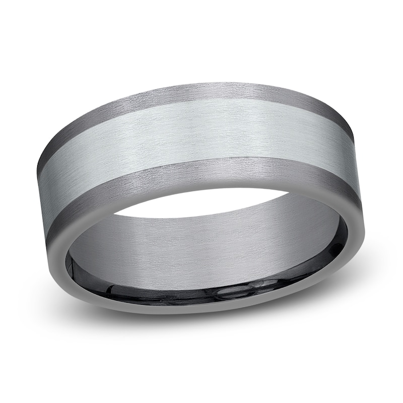 Main Image 1 of Satin Wedding Band 14K White Gold/Tantalum 8.0mm