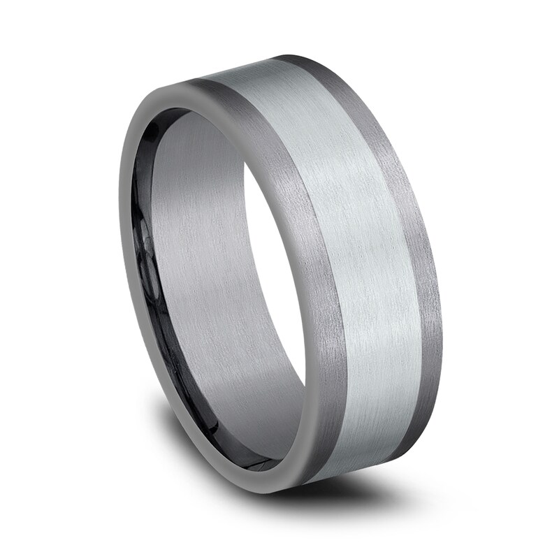 Satin Wedding Band 14K White Gold/Tantalum 8.0mm