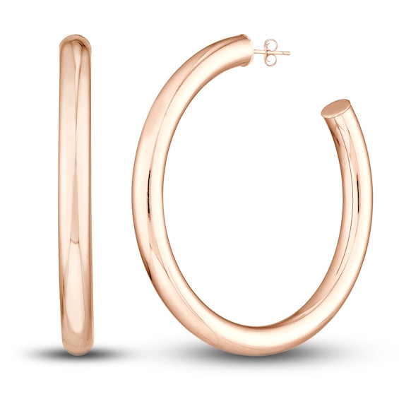 Polished Hoop Earrings 14K Rose Gold 50mm