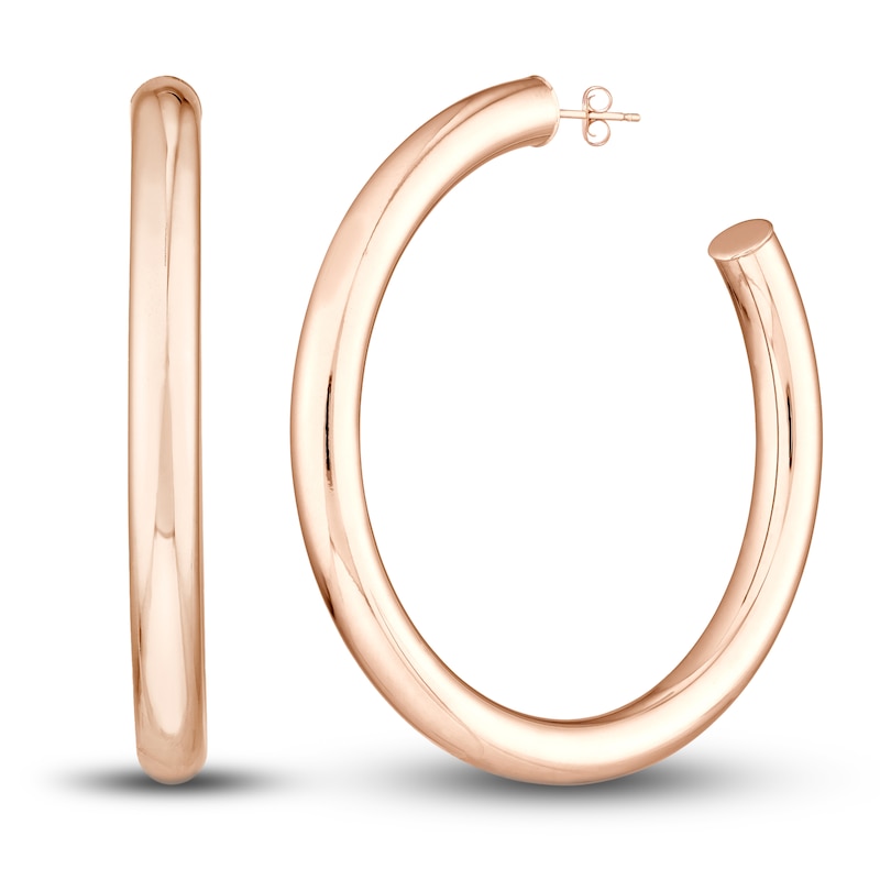 Main Image 1 of Polished Hoop Earrings 14K Rose Gold 50mm