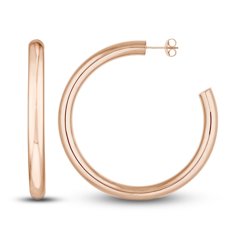 Main Image 2 of Polished Hoop Earrings 14K Rose Gold 50mm