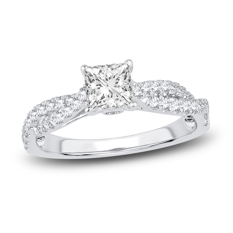 Main Image 1 of Diamond Engagement Ring 1 ct tw Princess/Round 14K White Gold