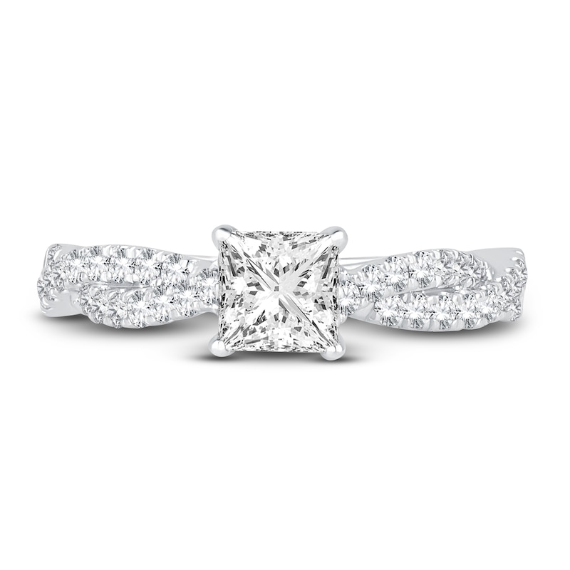 Main Image 3 of Diamond Engagement Ring 1 ct tw Princess/Round 14K White Gold