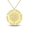 Engravable Family Tree Pendant Necklace 14K Yellow Gold 25mm 18" Adj.