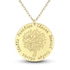 Engravable Family Tree Pendant Necklace 14K Yellow Gold 25mm 18" Adj.