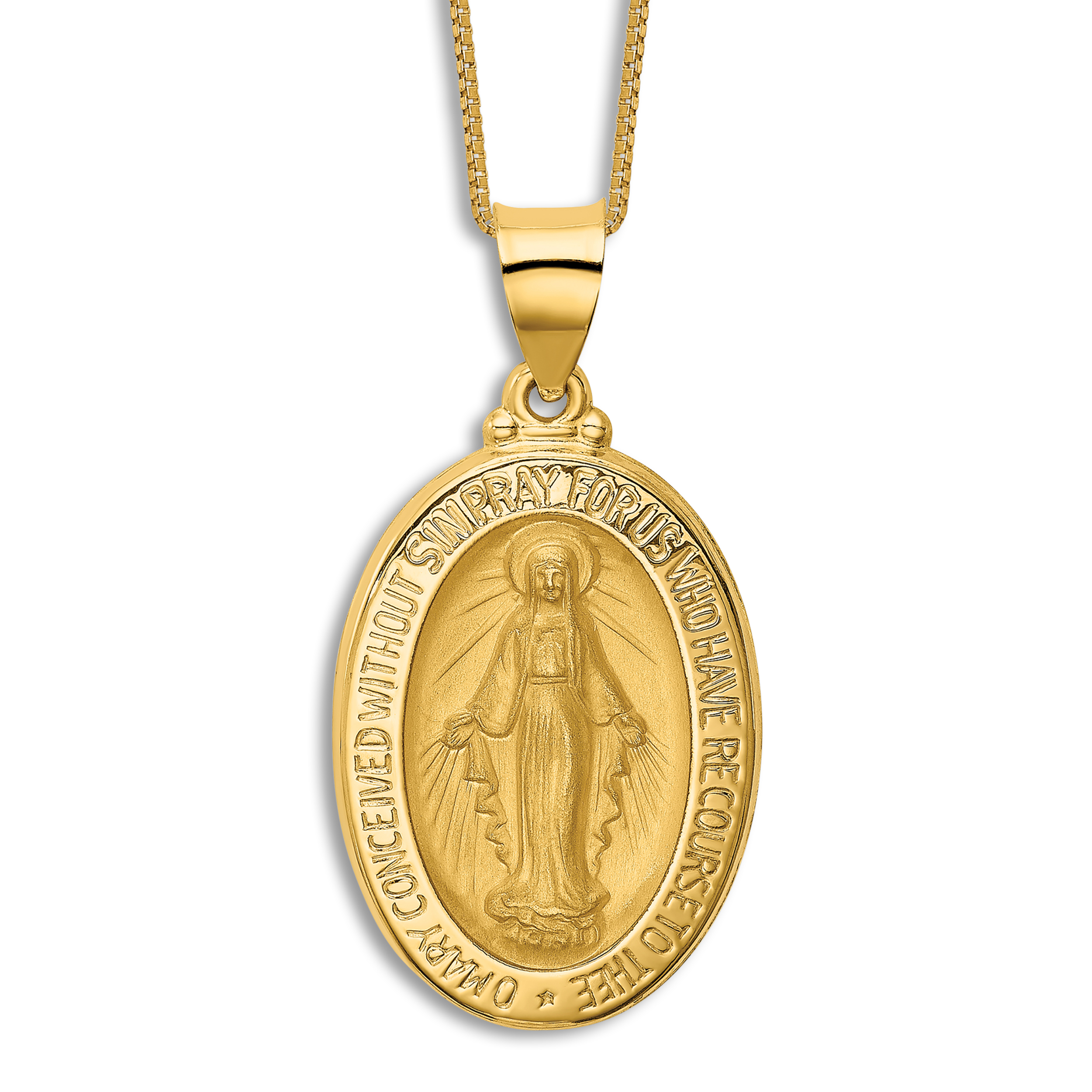 Main Image 1 of Blessed Virgin Medal Pendant Necklace 14K Yellow Gold