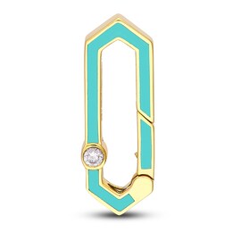 Diamond Hexagon Push Lock Charm 1/20 ct tw Round 14K Yellow Gold