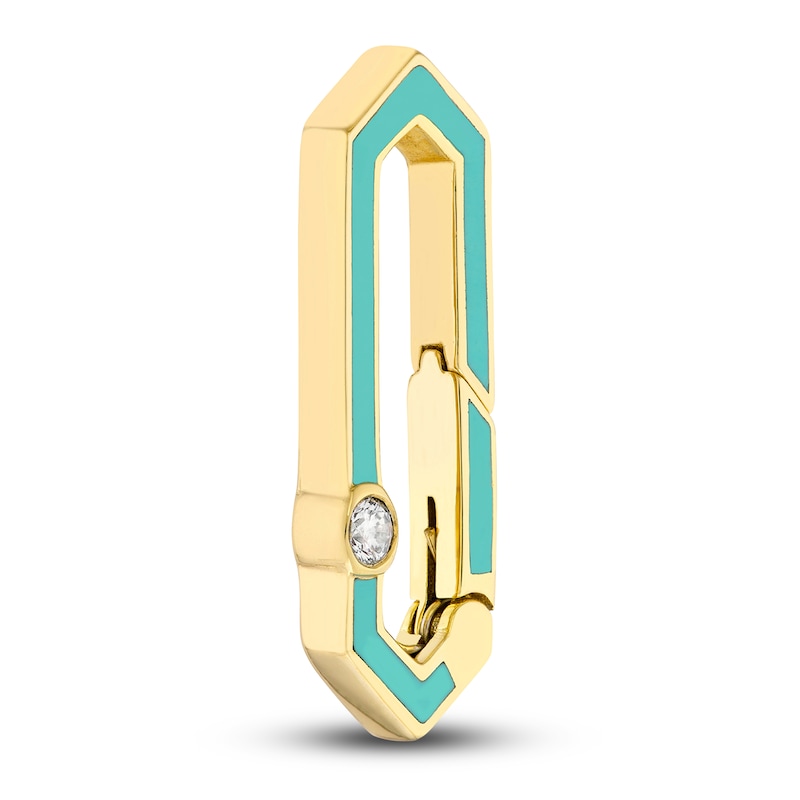 Main Image 2 of Diamond Hexagon Push Lock Charm 1/20 ct tw Round 14K Yellow Gold