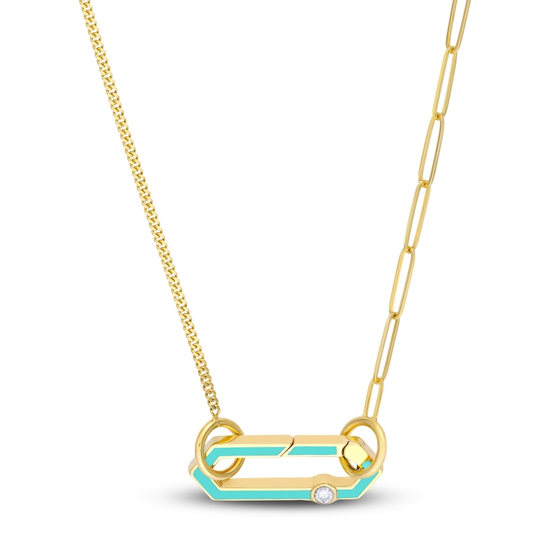 Main Image 3 of Diamond Hexagon Push Lock Charm 1/20 ct tw Round 14K Yellow Gold