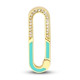 Diamond Oval Push Lock Charm 1/10 ct tw Round 14K Yellow Gold