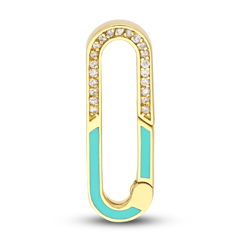 Main Image 1 of Diamond Oval Push Lock Charm 1/10 ct tw Round 14K Yellow Gold