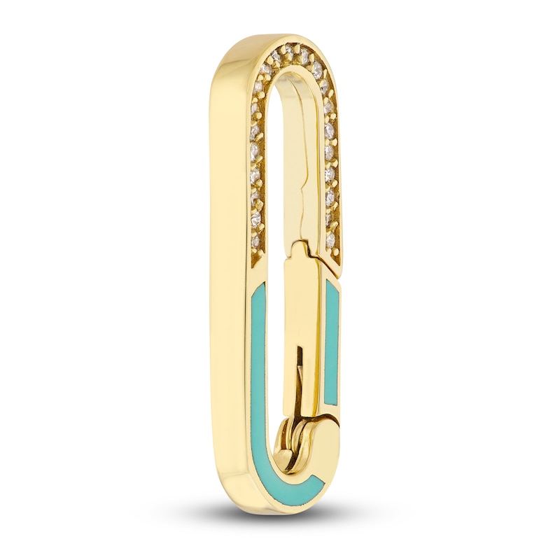 Main Image 2 of Diamond Oval Push Lock Charm 1/10 ct tw Round 14K Yellow Gold