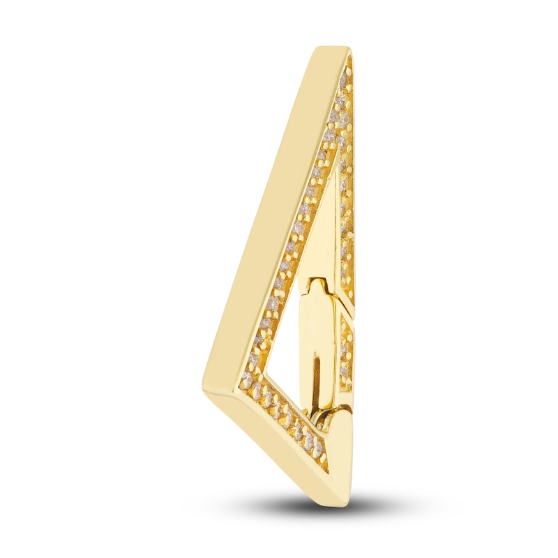 Main Image 2 of Diamond Triangle Push Lock Charm 1/6 ct tw Round 14K Yellow Gold