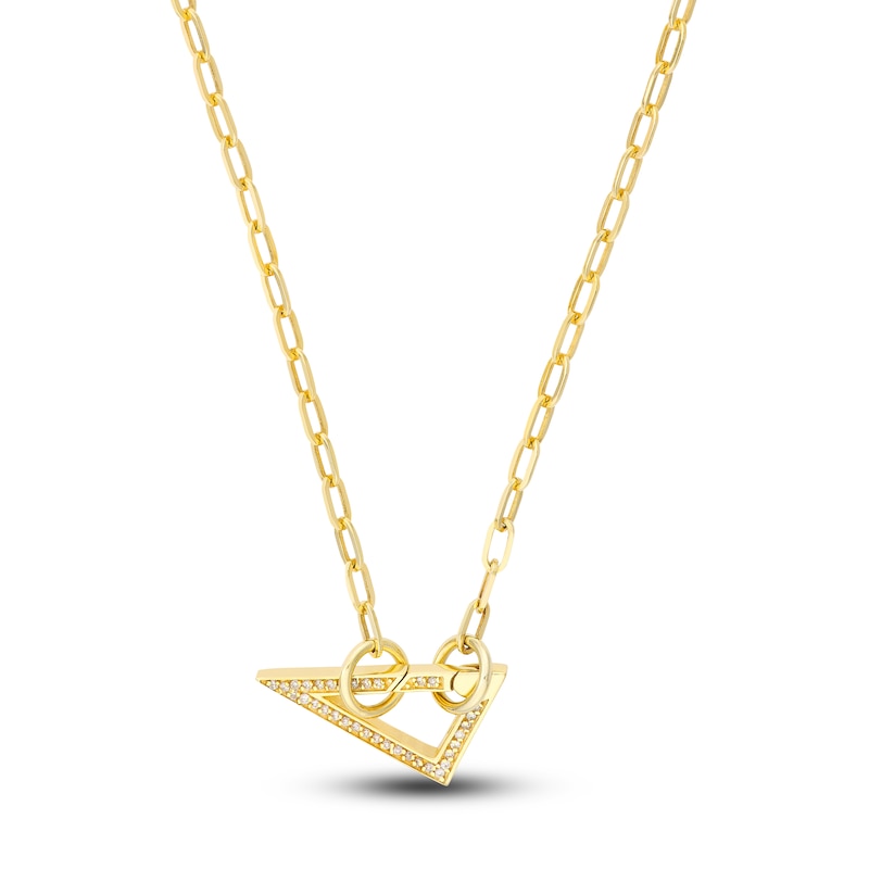 Main Image 3 of Diamond Triangle Push Lock Charm 1/6 ct tw Round 14K Yellow Gold