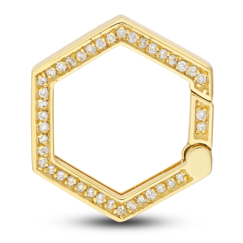 Diamond Hexagon Push Lock Charm 1/5 ct tw Round 14K Yellow Gold
