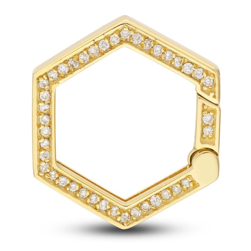 Main Image 1 of Diamond Hexagon Push Lock Charm 1/5 ct tw Round 14K Yellow Gold