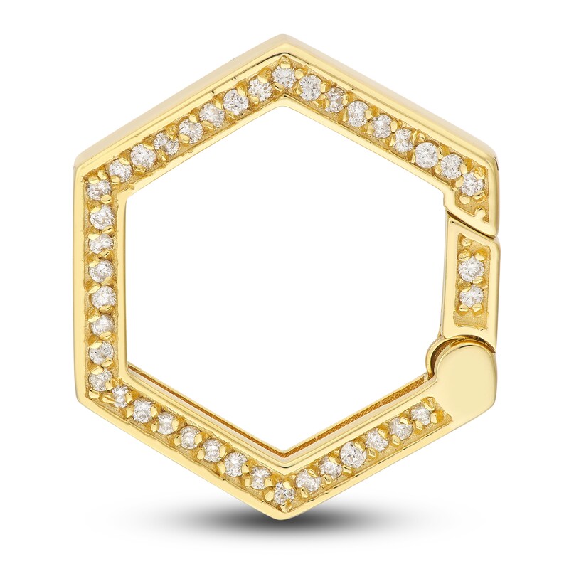 Diamond Hexagon Push Lock Charm 1/5 ct tw Round 14K Yellow Gold