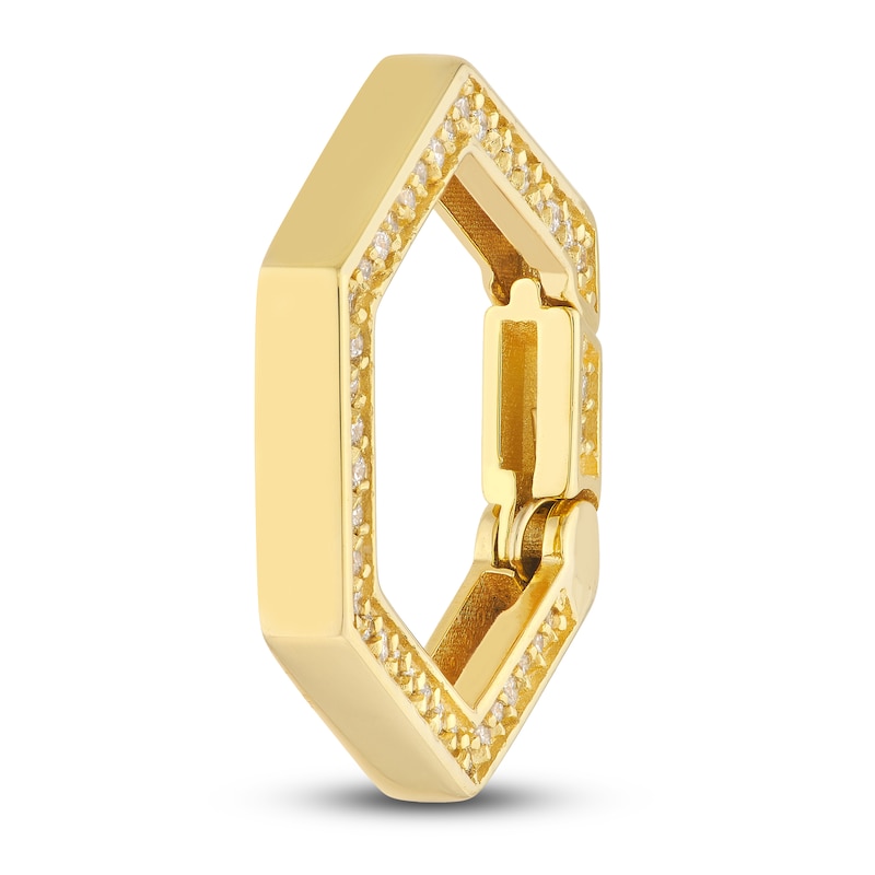 Diamond Hexagon Push Lock Charm 1/5 ct tw Round 14K Yellow Gold